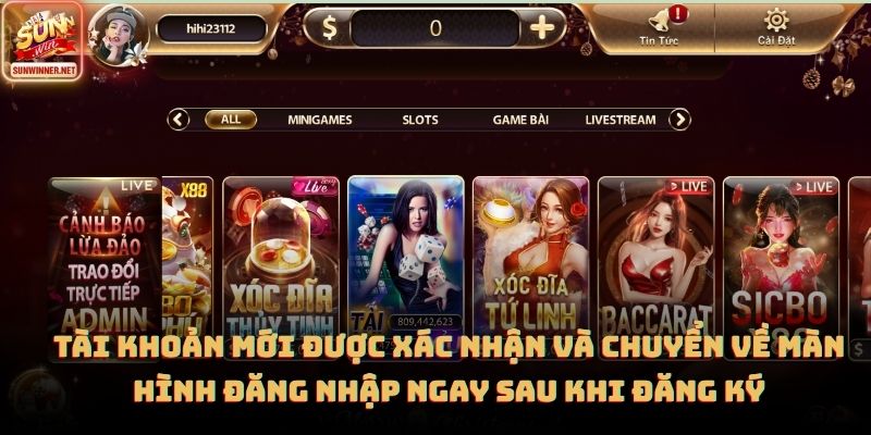 Đăng Ký Sunwin Cho Người Mới Siêu Dễ Thực Hiện 2026 Tài khoản mới được xác nhận và chuyển về màn hình đăng nhập ngay sau khi đăng ký